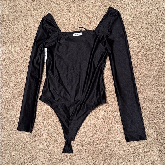 Babaton Black or Taupe Color Satin square neck body suit - Picture 2 of 5